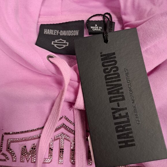 Harley-Davidson Women's Small Essential Bling Pullover Fleece Hoodie Pink - Picture 5 of 5